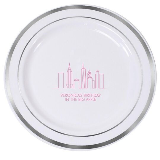 New York City Skyline Premium Banded Plastic Plates